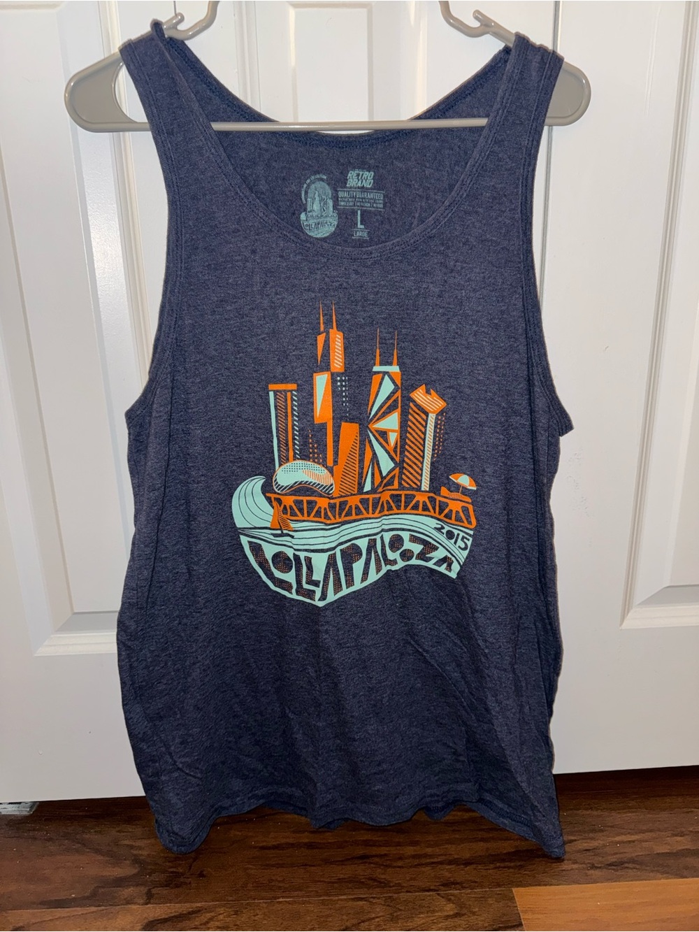 Original Retro Brand Navy Tank Top with Orange and Aqua Graphic